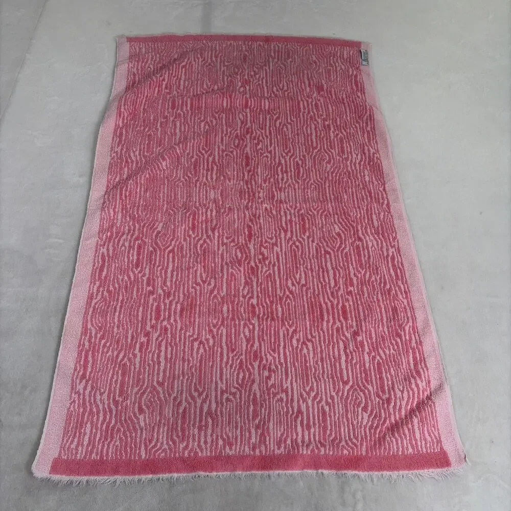 2 Vintage Fieldcrest Pink Towels, 1 Washcloth Zebra Tiger Wood Grain Pattern
